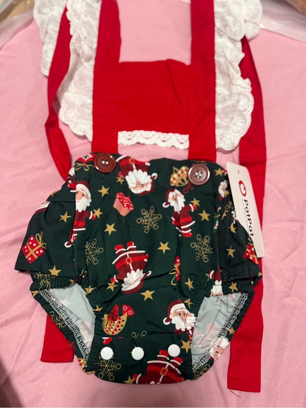 Bundles 3 baby clothes PatPat Red & Green Christmas Santa Diaper Cover Set